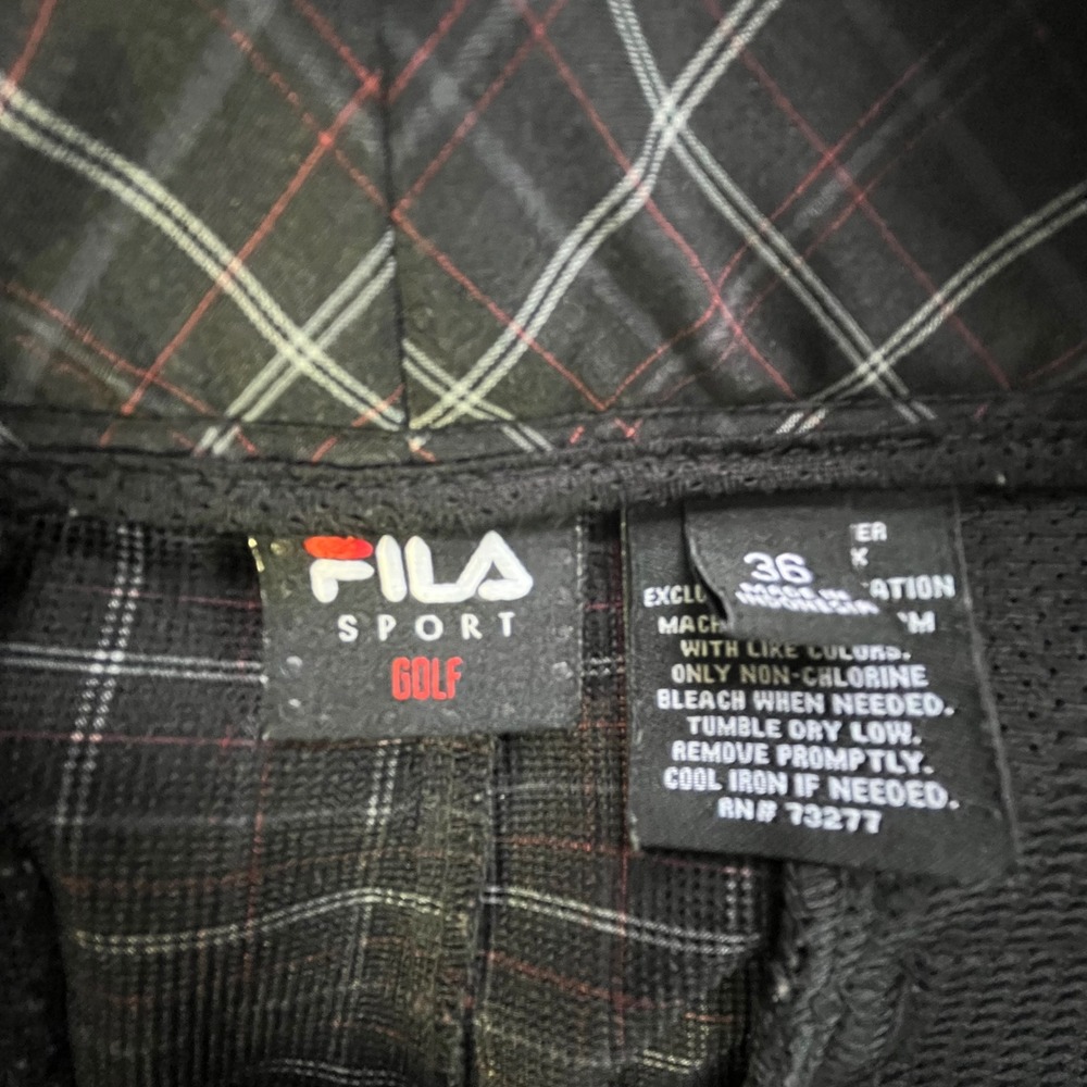 Fila Sport Golf Shorts Mens 36 Black Plaid Performance Flat Front Checked - Picture 3 of 6